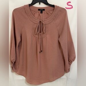 Dennis Basso Pink 3/4 Sleeve Tie Front Blouse